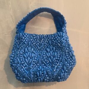Mini Blue Beaded Women's Handbag